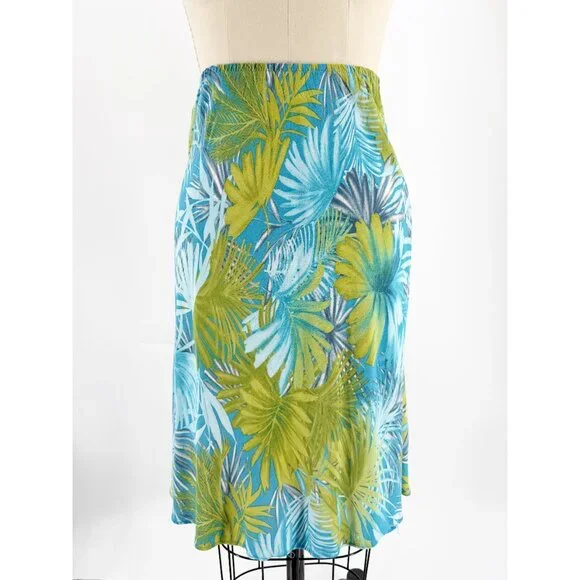 CLIO Petites Vtg 90s Palm Leaf Print Slip Skirt PM - Picture 13 of 13